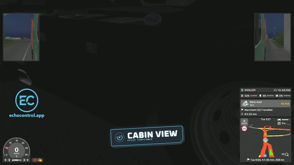 Euro Truck Simulator 2 wheel camera view as the driver says cabin view