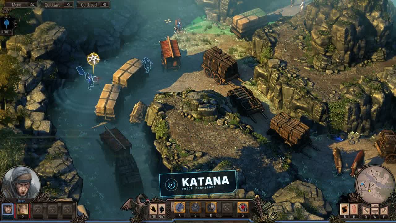 Shadow Tactics mission as the player calls Hayato's katana by voice