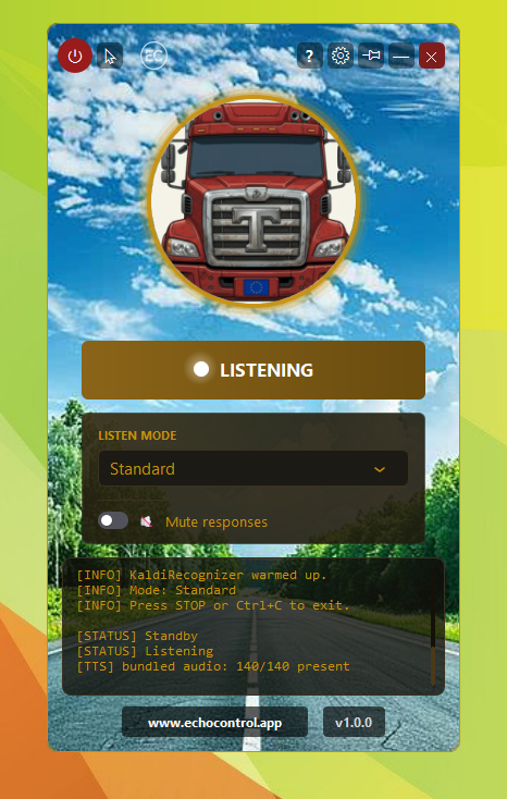 EchoControl listening while playing Euro Truck Simulator 2
